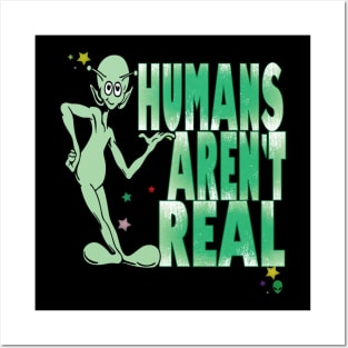 Fun UFO Alien Believers Humans Aren't Real Sci Fi Spaceship Retro Vintage Posters and Art